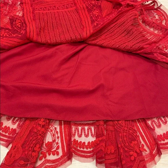 Free People red dress with beading and lace, size extra small, New,  never worn - Picture 8 of 15